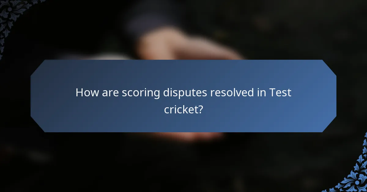 How are scoring disputes resolved in Test cricket?