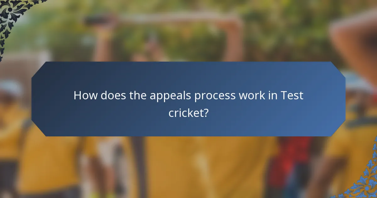 How does the appeals process work in Test cricket?