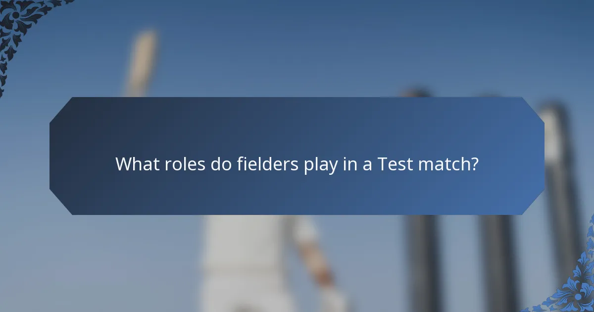 What roles do fielders play in a Test match?