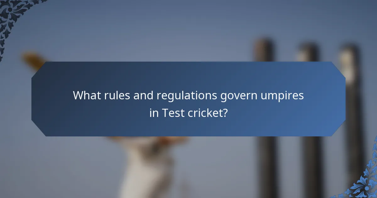 What rules and regulations govern umpires in Test cricket?